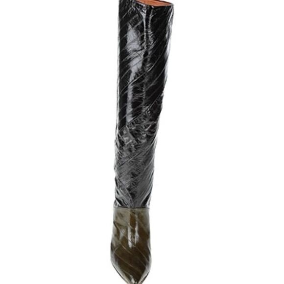 Tory Burch Tall Knee Boots in Black, Military green size 5 1/2 eel skin - Picture 2 of 6